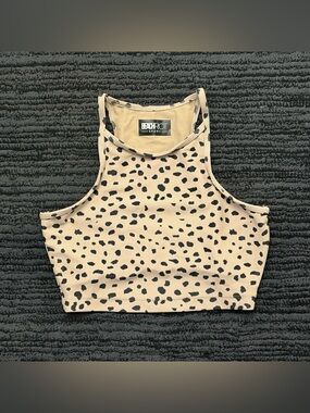 Beach Riot Anna Tank Taupe Spot Racerback Ribbed Sports Bra